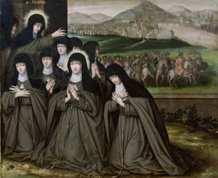 St. Claire with her Sister, Agnes and Nuns